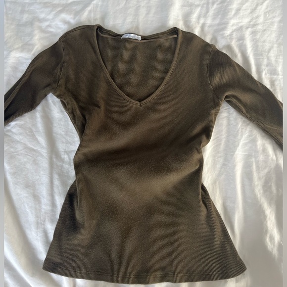 Zara khaki long sleeve shirt - Picture 2 of 3